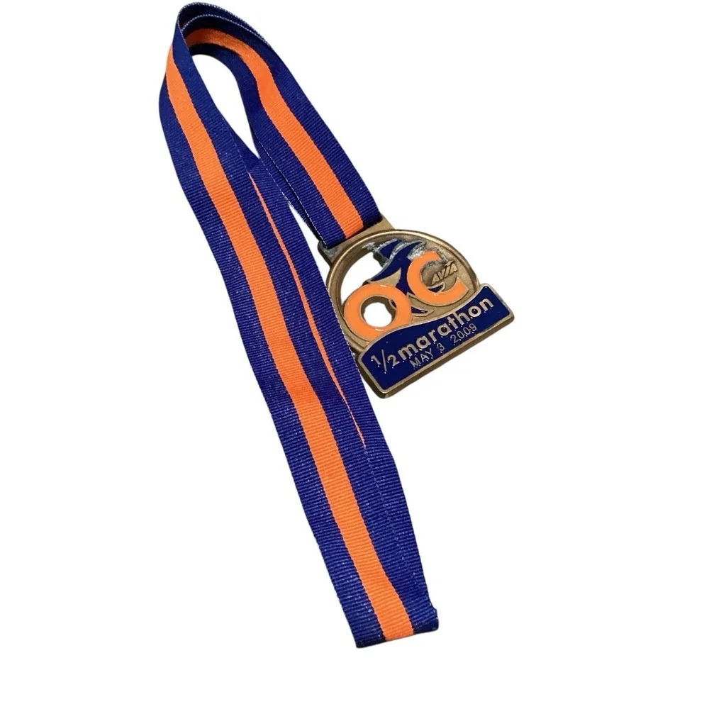 The OC Half Marathon Running Race Medal & Lanyard Orange County CA 2009 & 2012